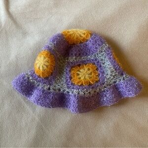 Delia*s by Dolls Kill Summer Dream Metallic Mohair Crochet Bucket Hat w/ floral